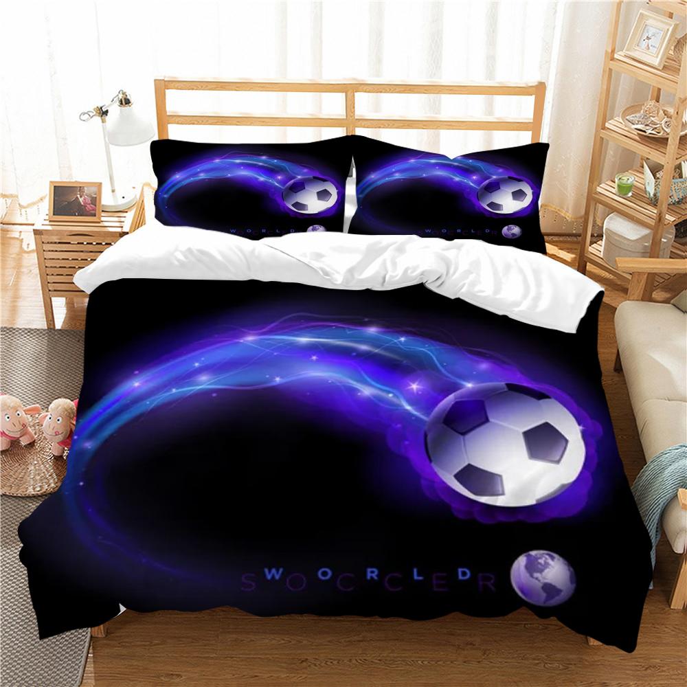 Soft Breathable Bedding Set Football Print 2/3pcs Duvet Cover Girls Boys Home Bedclothes Microfiber Quilt Covers Warm