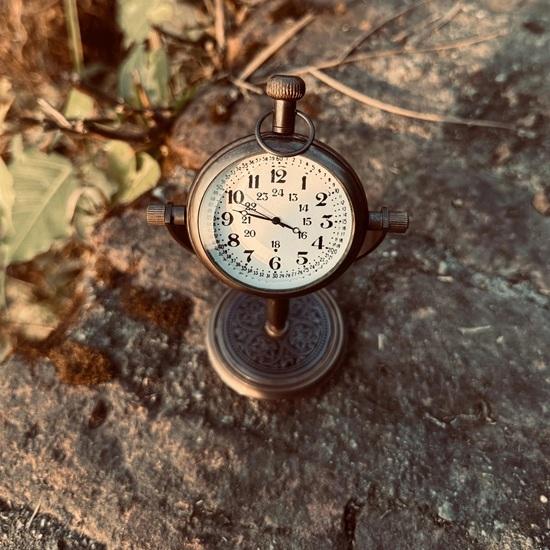 Antique Brass Desk Clock, Engraved Office Timepiece Home Decor Birthday Gift