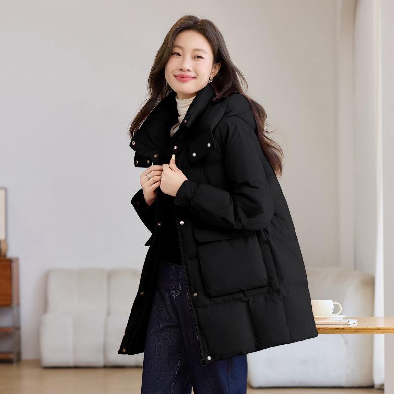 New Cotton-padded Clothes Women's Winter Medium and Long Cold-proof Clothes Fashionable and Thin Versatile Hooded Cotton-padded Jacket
