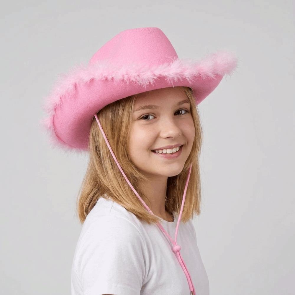 Wide Brim Jazz Hat Furry Trim Cowgirl Hat Fashion Western Cowboy Hat Costume Accessories