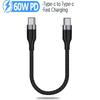 Cavo di Ricarica Rapida Dati USB C-Type C Corto da 61W 1.11M per iPhone 16 17 Huawei Samsung Xiaomi Power Bank Portatile Tablet