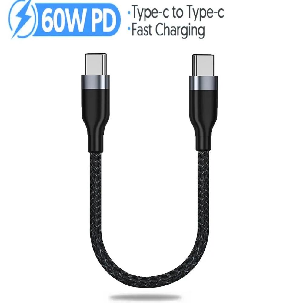 Cavo di Ricarica Rapida Dati USB C-Type C Corto da 61W 1.11M per iPhone 16 17 Huawei Samsung Xiaomi Power Bank Portatile Tablet