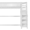Litera con Escalera de Seguridad Armario Diseño de Barandilla Alta Estante de Almacenamiento Superficie Lisa Dormir 90 X 200cm Cama para Habitación Infantil con Barra para Ropa Habitación