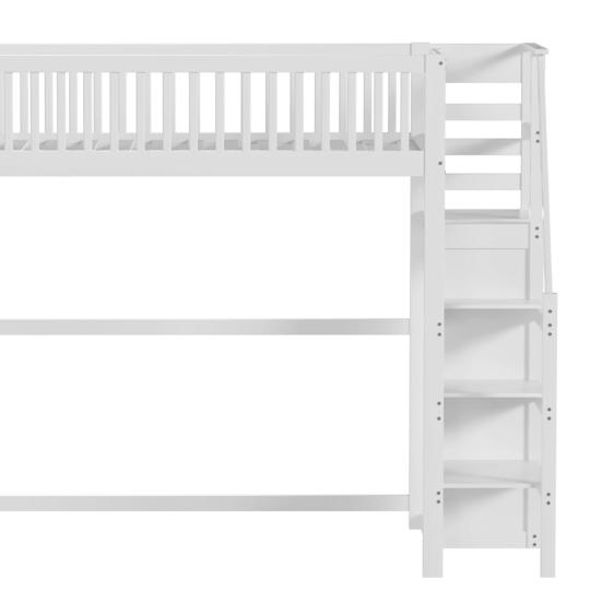 Litera con Escalera de Seguridad Armario Diseño de Barandilla Alta Estante de Almacenamiento Superficie Lisa Dormir 90 X 200cm Cama para Habitación Infantil con Barra para Ropa Habitación