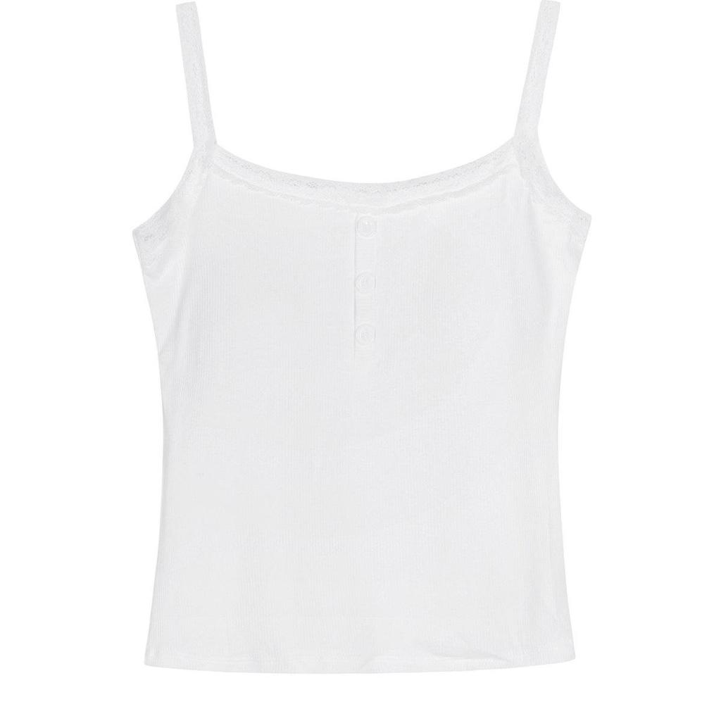 Xin Bang Bang White Lace Trim Padded Camisole: Women's Summer Vest with Beautiful Back Design