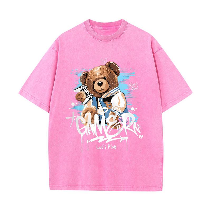 SX-35 MINISO 2026 Summer Vintage Wash Printed Pure Cotton Shoulder Style Men's and Women's Round Neck Short Sleeved Couple T-shirt