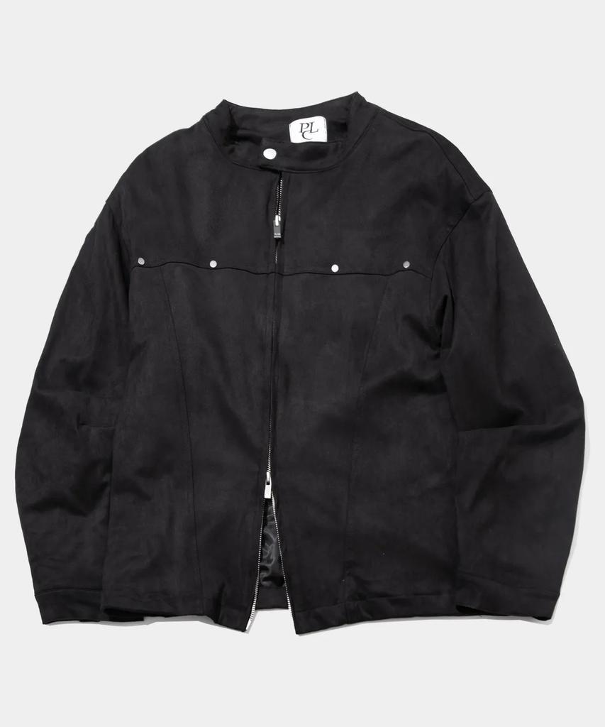 Placestudioman Suede Rivet Point Standard Two-Way Snap Blouson Jacket [Black]