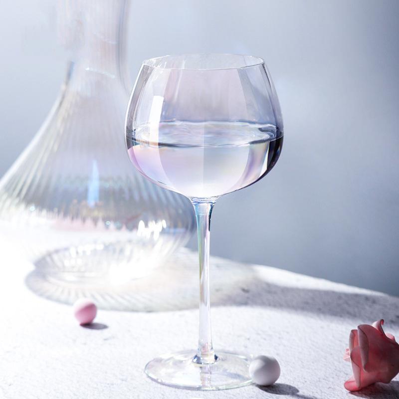 Glasbecher Nordischer Stil Weinglas Galvanik Kristall Cocktailglas Regenbogen Rotwein Hoher Fuß Einfaches Kaltgetränk Glas Wein