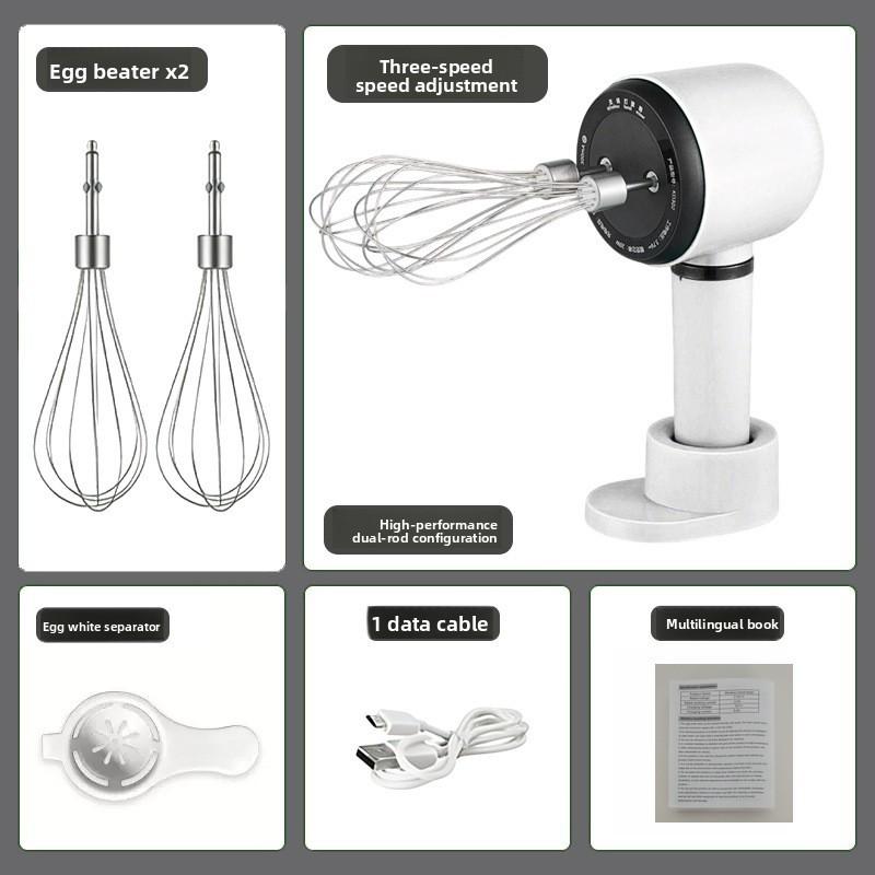 Mini Electric Handheld Egg Beater With Usb Rechargeable Multifunction For Home Baking