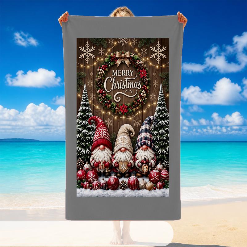 Christmas Printed Beach Towel Soft Quick Dry For Indoor Outdoor Home Use Holiday Gift