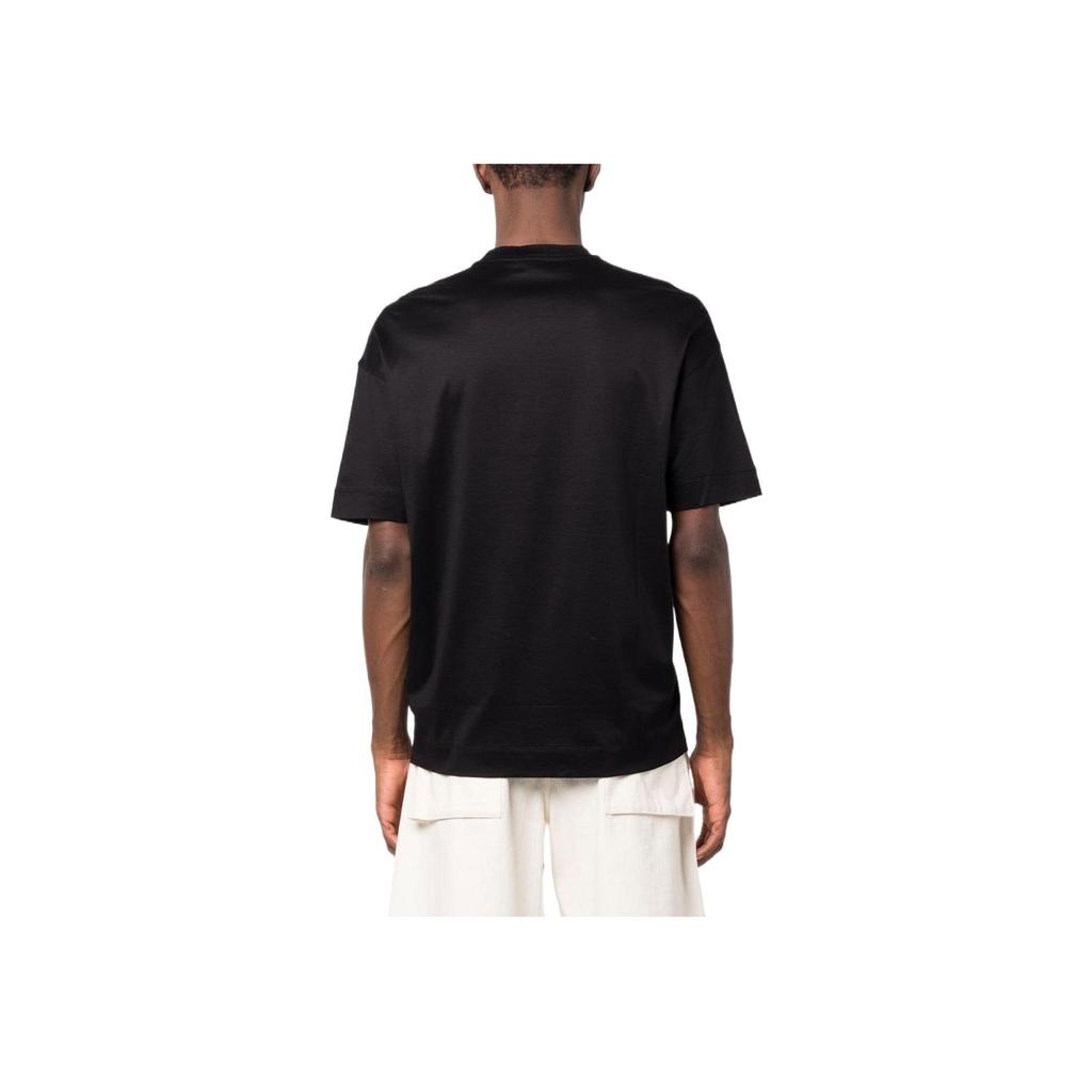 Emporio Armani Letter Logo Embroidered Round Neck Short Sleeve T-Shirt Men t-shirts Black 3R1TU4-1JUVZ-0999