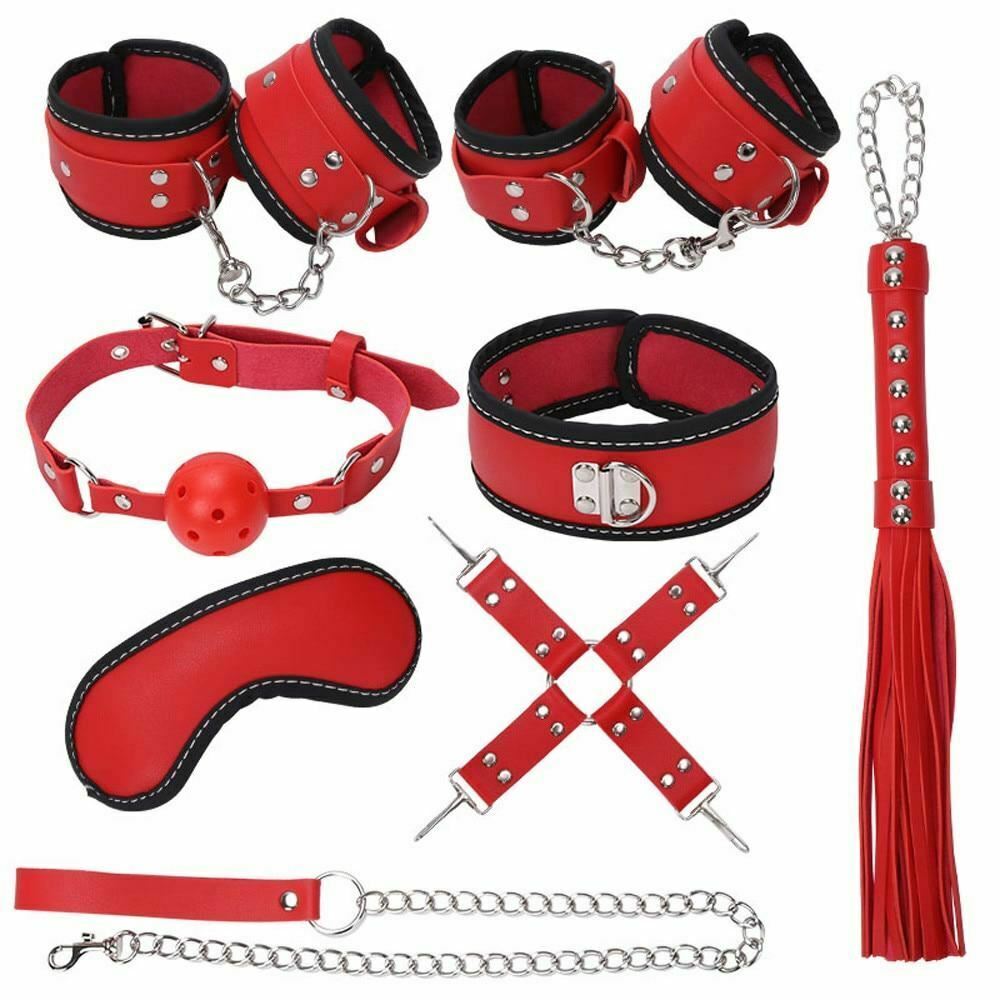 8 / Pcs   Set Fetish Kit Collar Gag Cuffs Leash Flogger Hogtie  Starter Kits