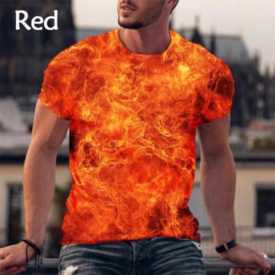 Burning Flame 3D tištěné pánské tričko s krátkým rukávem pro volný čas Módní léto Pánská trička větší velikosti