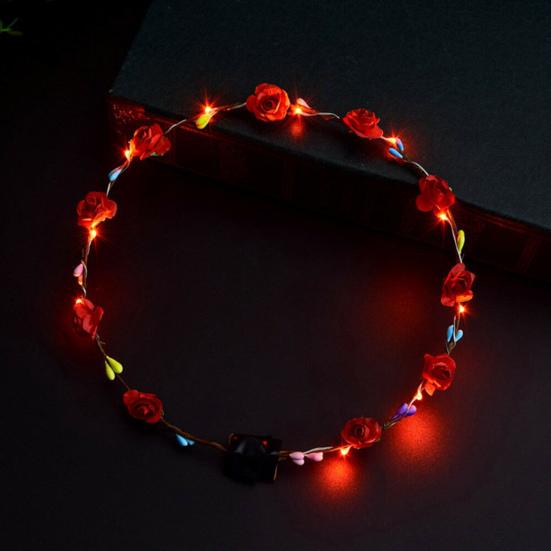 1/2 ks Barevná LED Růžová Květinová Korunka Nastavitelná Svatba Nevěsta Květinový Věnec do Vlasů Čelenka Garland Pokrývka hlavy Vlasové Doplňky Párty Foto Rekvizity