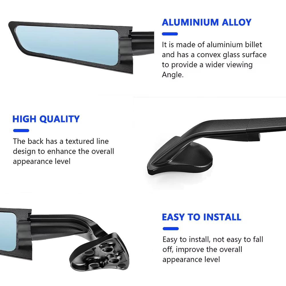 For Motorcycle Accessories Stealth Wing Mirrors Sports Winglets Mirror Adjustable Mirror YZF-R9 YZFR9 YZF R9 2025