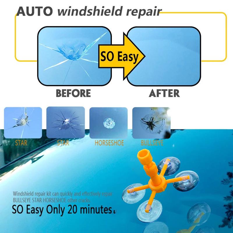 Windschutzscheiben-Reparatur-Set, schnelle Lösung für Auto, gesprungenes Glas, Windschutzscheiben-Reparatur-Werkzeug, Harzversiegelung, DIY, Autofenster-Scheibenpolieren