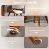 Dining chair, linen-look fabric, curved backrest, wooden legs, beige