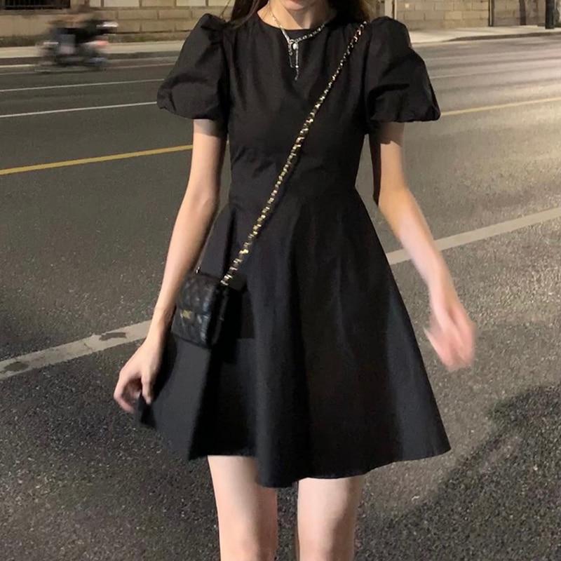 Buy 21 Summer Backless Gothic Black Dress Women Short Sleeve Elegant Y2k Mini Dress Female French Vintage One Piece Dress Korean At Affordable Prices Free Shipping Real Reviews With Photos Joom