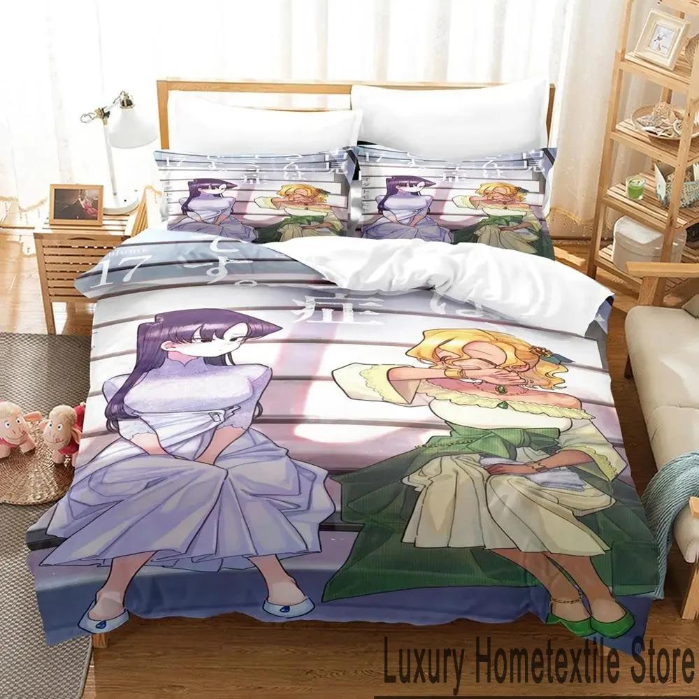 3D Print Anime Komi Cant Communicate Bedding Set Double Twin King Duvet Cover Comforter Pillowcase Boys Girls Adults Bedroom