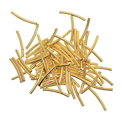 50 Stück Perlen-Rohrperlen, glatte Röhre, zum Finden von Schmuck, DIY, golden