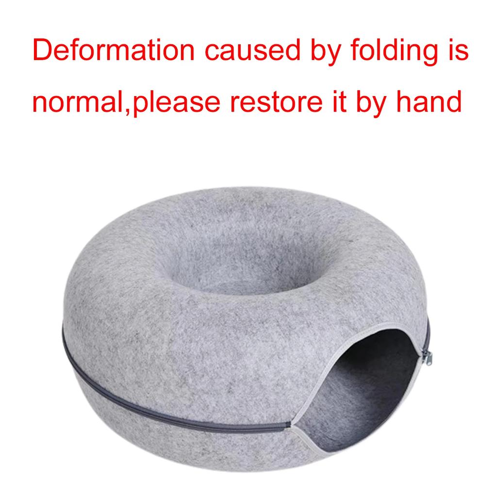 Interactive Round Small Cat Tunnel Nest Felt Kittens Bed House Scratcher Cat Donut Sleeping Pet Toy for Cats