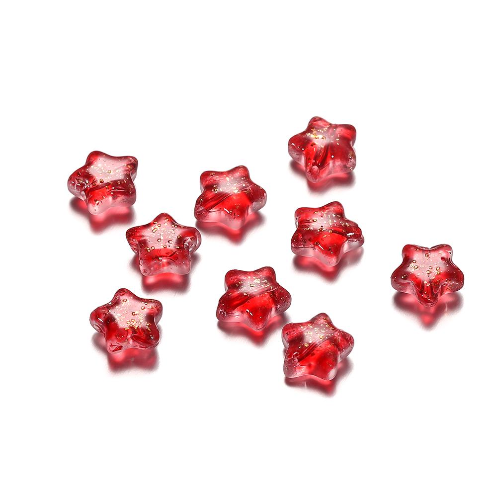 30pcs 8mm Colorful Five-pointed Star Glass Beads Loose Spacer Beads for DIY Handmade Jewelry Making Bracelet Accessories