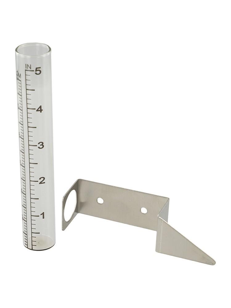 5 Inch Weatherproof Glass Rain Gauge with Sturdy Stainless Steel Frame