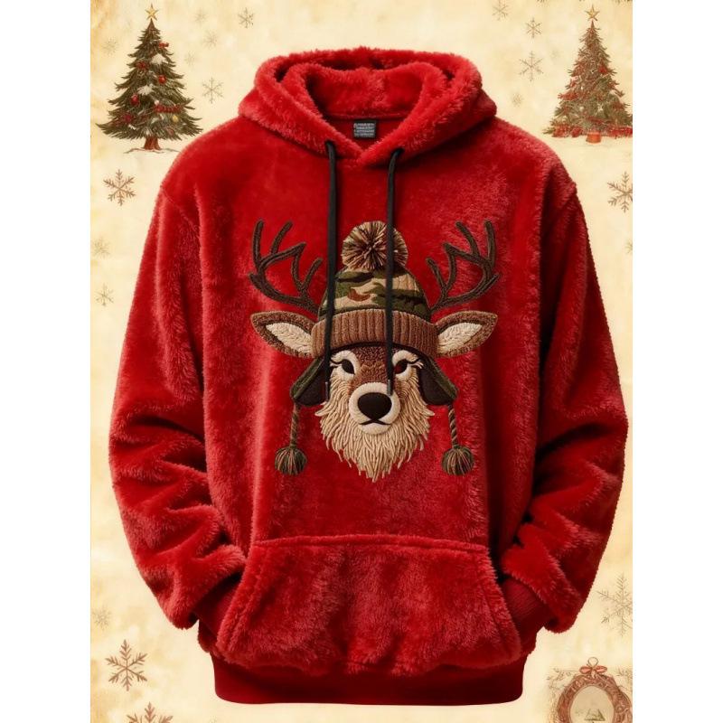 New 3D Printed Flannel Christmas Hooded Pullover - Fashionable, Loose Sweatshirt