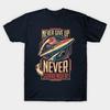 Men Black Print T-shirt Never Surrender! No-Cut Transfer Paper Print Cotton Tshirt
