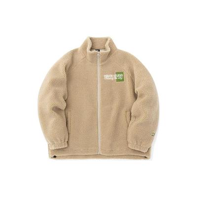 Lifestyle Series Logo Letter Print Pattern Stand Collar Zipper Fleece Jacket Women Jacket Light-Brown 962248720-4