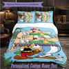 Personalized 3Pcs Bedding SetAsterix & Obelix Custom Text Duvet Cover Pillowcase Set Bedroom Gift