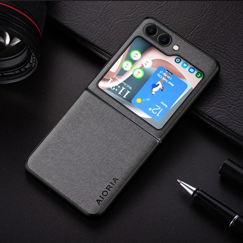 Чехол для Samsung Galaxy Z Flip6 5 3 Flip4 принципиально новый дизайн текстильный кожаный чехол для телефона Samsung Galaxy Z Flip6 чехол coque Flip 3 5G светло-серый