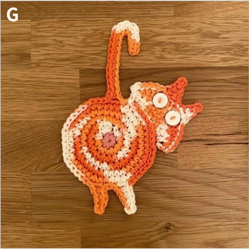Home Dining Table Cat Coasters Cat Butt Coasters Knitted Coasters Various Colors Funny High Temperature Resistant Easy To Clean 15x10cm