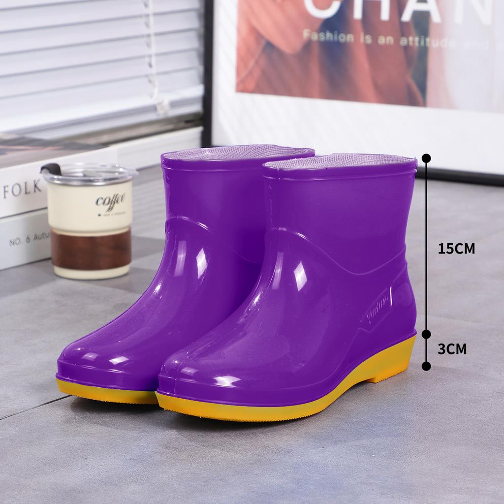New high tube fashion rain shoes women's thick-soled non-slip and wear-resistant kitchen car wash rubber shoes velvet thermal overshoes