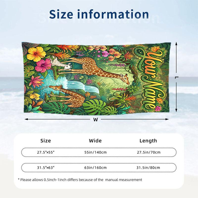 Adventure Journey Theme Beach Towel Personalized Custom Name & Text Soft Quick Dry Beach Towel for Swimming Travel