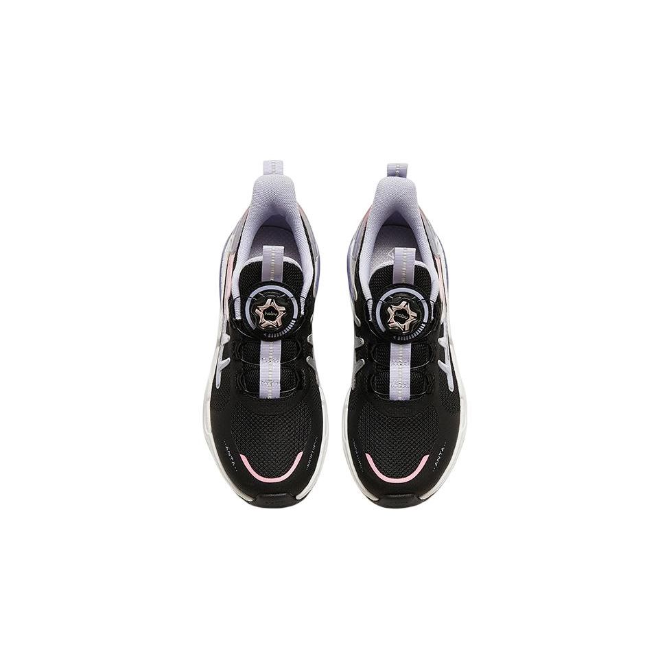 Anta Kids Shock Absorbing Durable Low Top Running Shoes Kids Sneakers Black Purple Pink 322315521-4