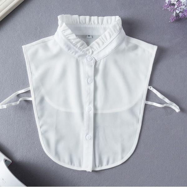 Ear Edge Pleated Fake Collar Versatile Collar Shirt Organza Decoration White Shirt For Women