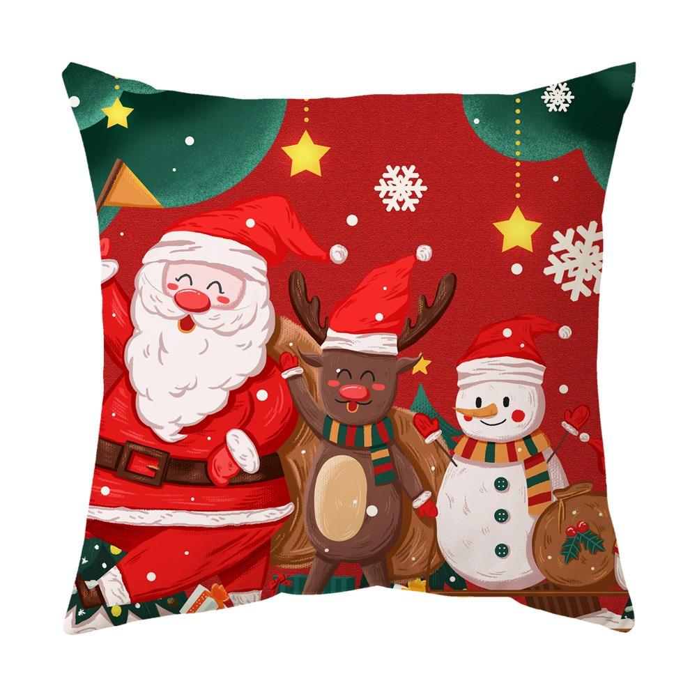 Cute Dacron Christmas Cushion Cover Printing Short Pillow Case Xmas Gift