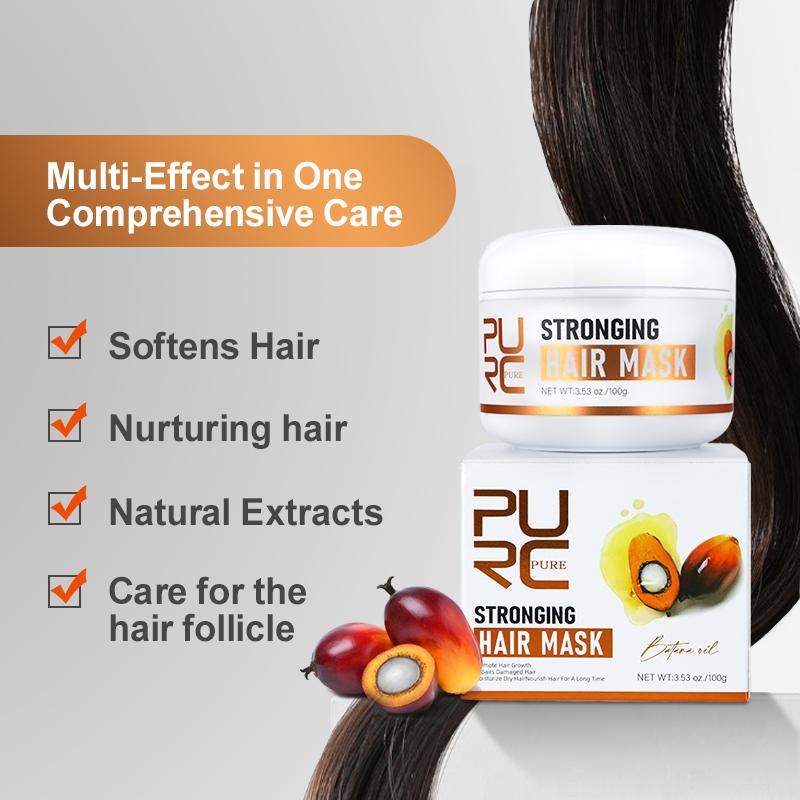 PURC Masque capillaire à l'huile de Batana Renforcement des racines des cheveux Lissage Nourrissant Réparation Frisottis abîmés Traitement des cheveux Soins capillaires