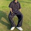 Street Overalls One-piece Men's Trendy Brand Hip-hop Short-sleeved Jumpsuit Suit Wide-leg Pants Straight-leg All-in-one Pants