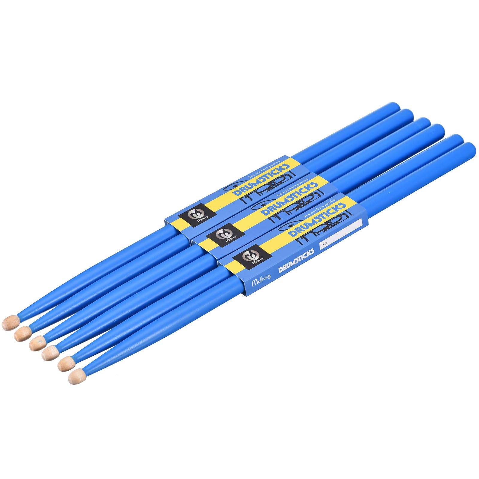 

uxcell Барабанные палочки из кленового дерева с нескользящей ручкой, Классические барабанные палочки с деревянными наконечниками для барабанов, музыкальных инструментов, перкуссии, 5A, Синие, 3