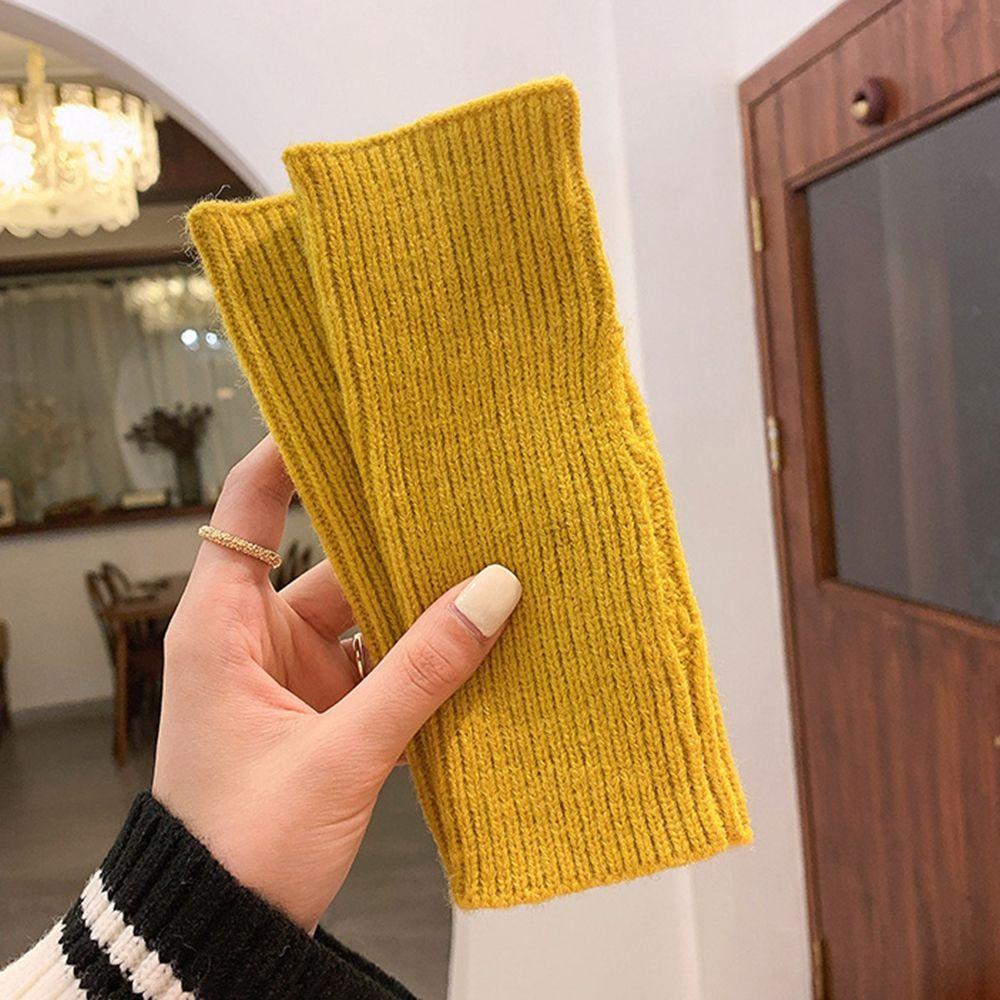 Mittens Driving Gloves Solid Color Men Half-finger Gloves Female Gloves Knitted Mittens Plus Velvet