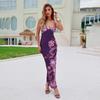 Women Summer Vacation Casual Print Spaghetti Strap Slim Fit Sexy Long Dress