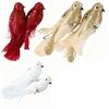 Foam Christmas Tree Ornament Bird Pair Red White Decorations For Garden Glitter Christmas Birds Artificial Foam