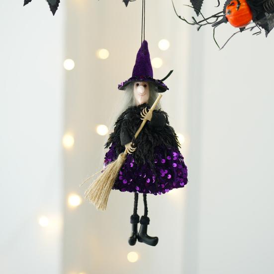 Halloween Witch Hanging Decoration Flying Witches Doll Spooky Witch Figurine Garden Yard Haunted House Decor