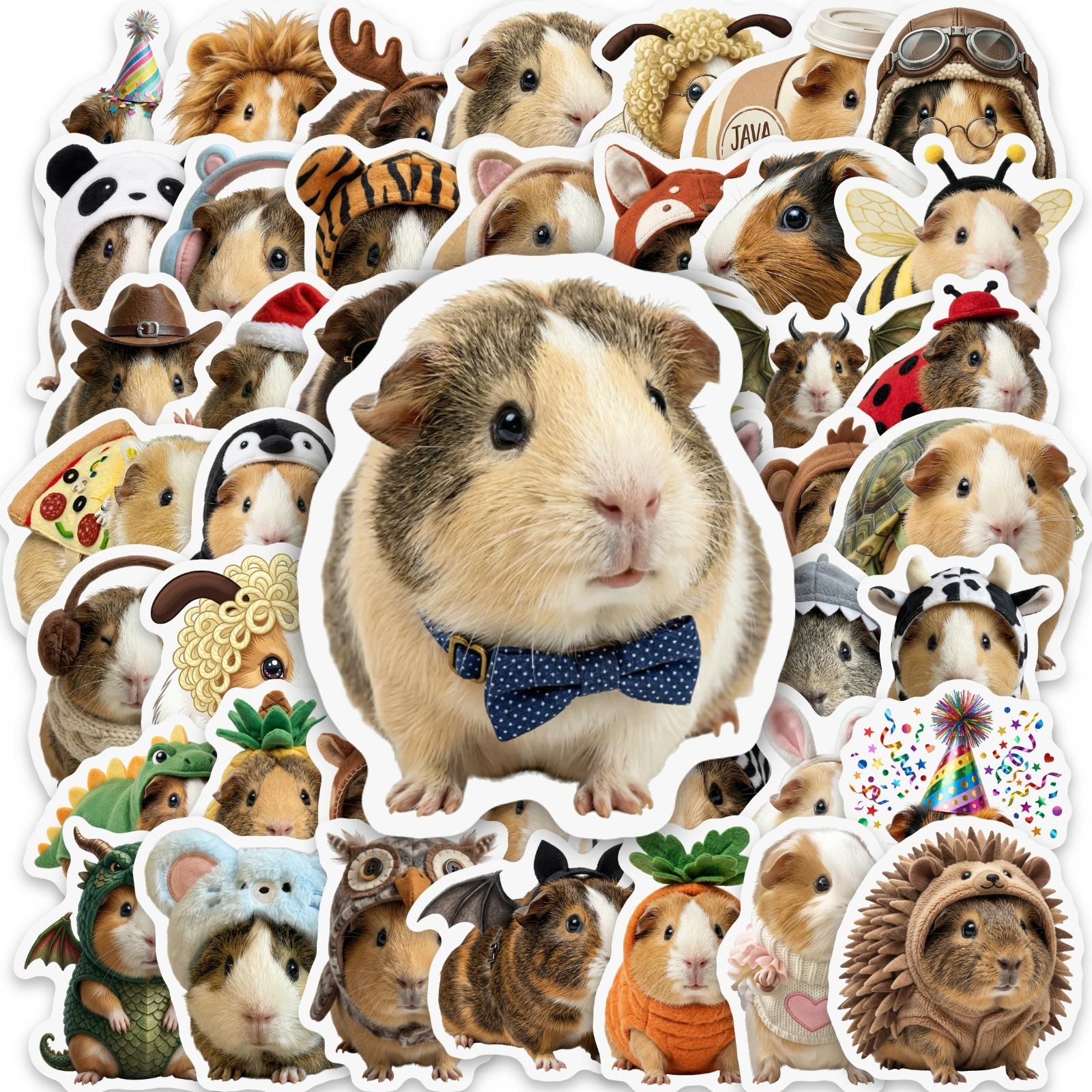 50 Cute Transformed Guinea Pig Stickers Cute Pet Guinea Pig Cartoon Stickers Hand Account Water Cup Waterproof Decorative Stickers