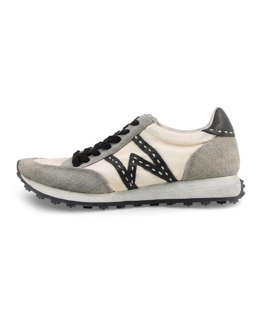 Yase [Deerskin, Kangaroo Leather] Wsr-7 Vintage Jogging Sneakers Ivory