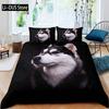 Copripiumino Husky Cucciolo Animale Domestico Fiore Floreale Giungla Paesaggio Naturale Set Biancheria da Letto Animali Carini Poliestere Matrimoniale Queen King Copripiumino