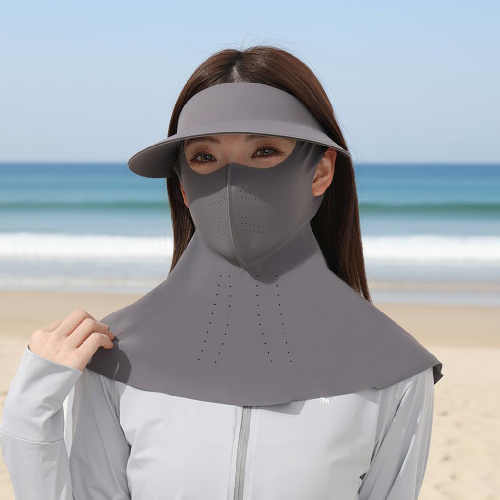 Detachable Sun Protection Face Mask with Brim Full Face Pull-Up Ice Silk UV Protection Sunshade Women Outdoor Ice Silk Mask