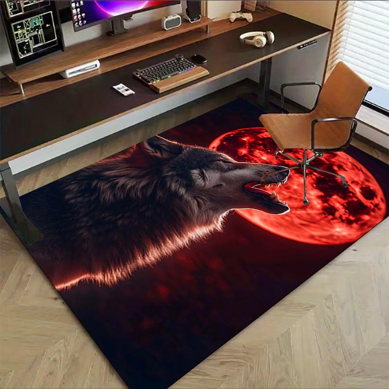 1pc Wolf Howling Moon Carpet, Office Rug Outdoor Mat Home Decor Area Carpet Festival